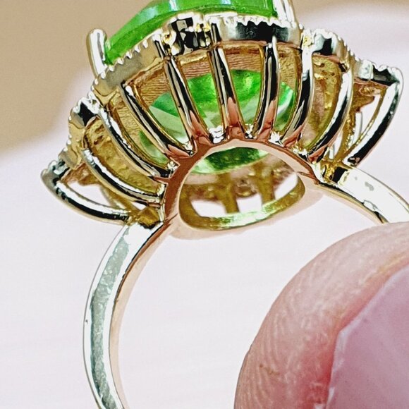 🍁Royal Court Large Oval Zircon Cubic Flower Luxury GoldRings for Women,M… - Picture 9 of 9